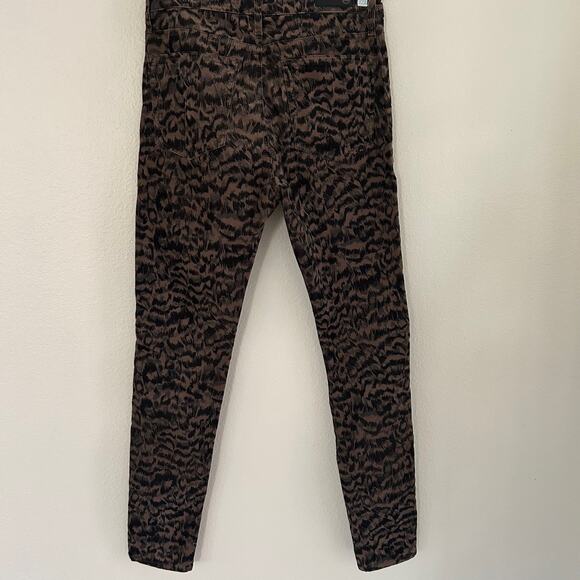 AG Adriano Goldschmied Farrah Velvet Animal Print Skinny Ankle Jeans SZ27R - Picture 3 of 13